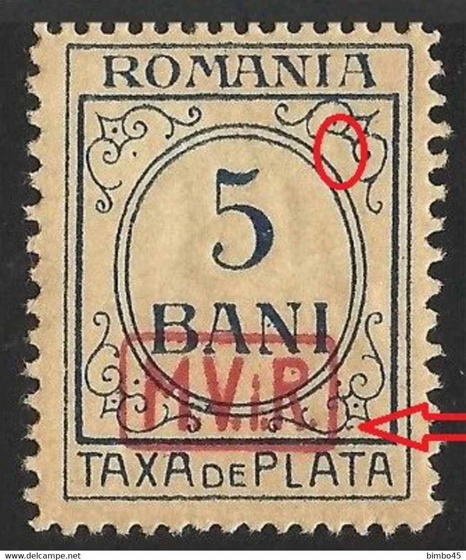 Errors & Variety -- Porto  GERMANY  Occupation  Of  ROMANIA     ,, M.V.i.R. ,,  1918 MNH - Mi. 1-5 - Fiscales