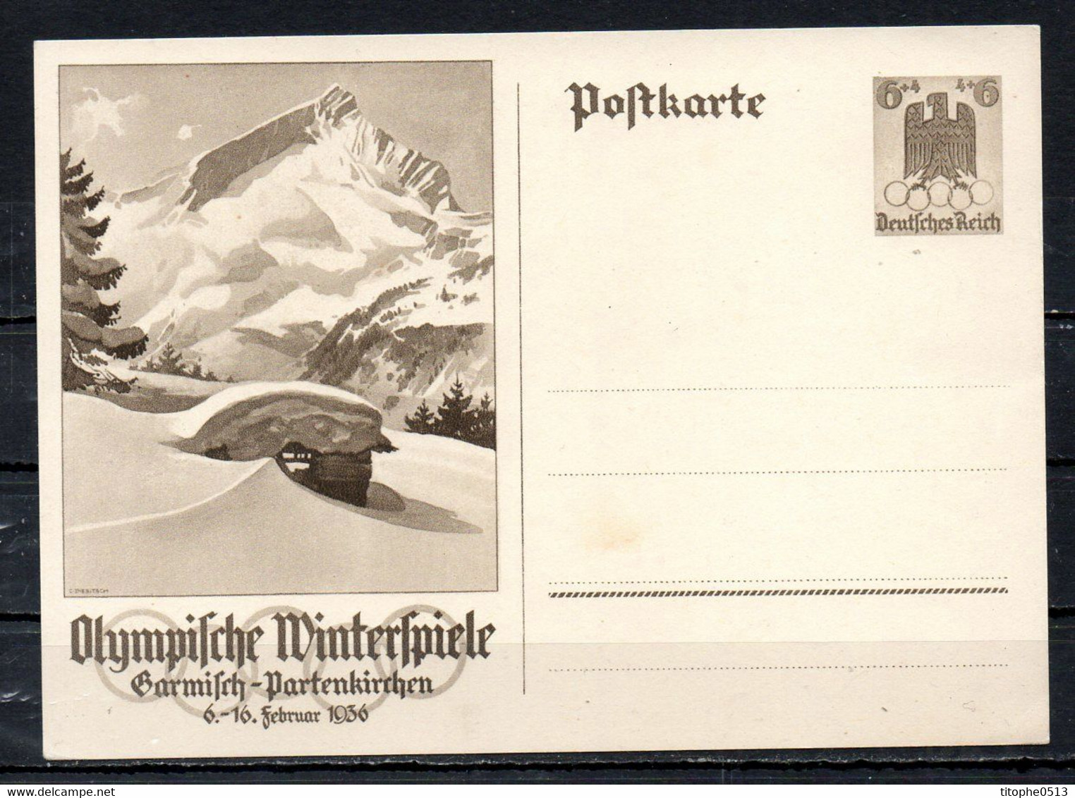 ALLEMAGNE. Carte Pré-timbrée. J.O. De Garmisch-Partenkirchen. - Inverno1936: Garmisch-Partenkirchen