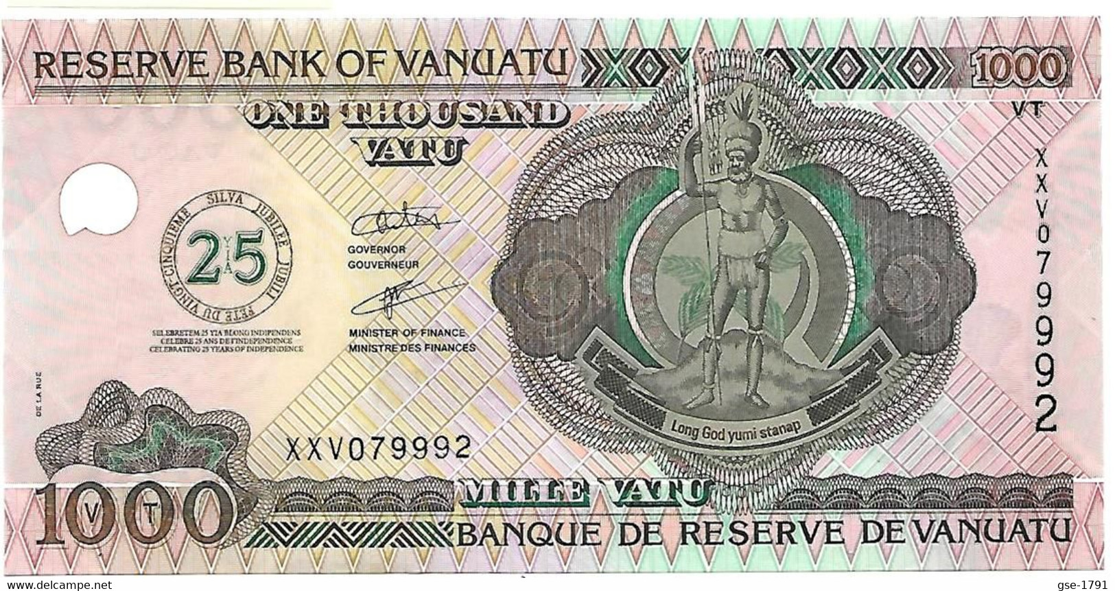 VANUATU  1000 VATU  Sign. Odo Tevi " SPECIAL 25 Ans D'indépendance"  XXV - Vanuatu