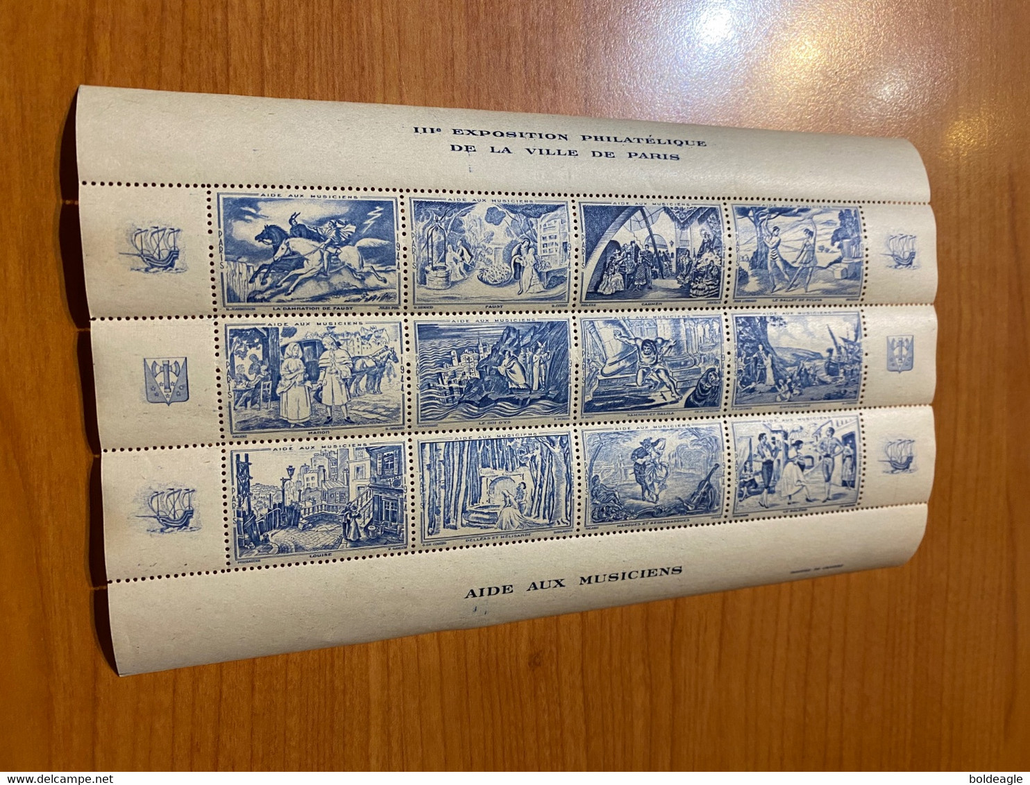 BLOC DE 12 Vignettes - Exposition Philatélique De PARIS 1944 - Aide Aux Musiciens - Blokken & Postzegelboekjes