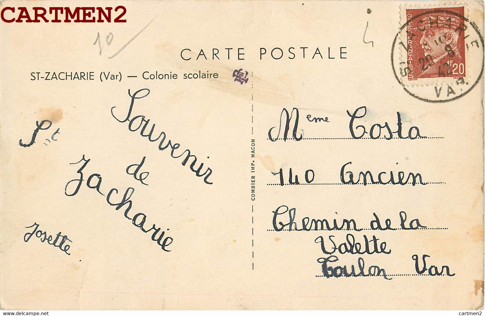 SAINT-ZACHARIE COLONIE SCOLAIRE DE LA VILLE DE TOULON 83 VAR - Saint-Zacharie