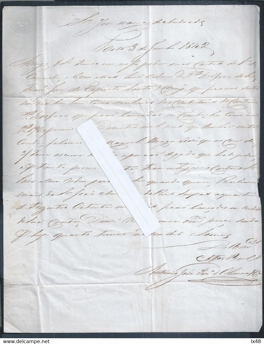 Carta Pré-filatélica Com Carimbo Nominal Do Porto E Porte De 25 Réis Ambos Em Azul, Em 1842. Valença. Pre-philatelic Let - ...-1853 Prephilately