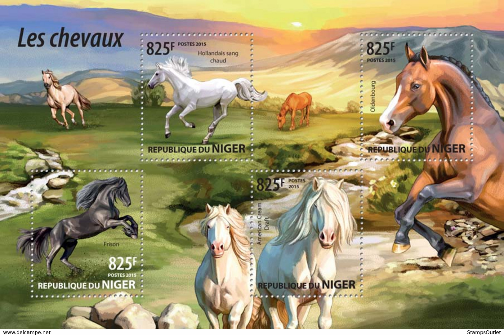 2015 NIGER MNH. HORSES   |  Yvert&Tellier Code: 2826-2829  |  Michel Code: 3480-3483 - Niger (1960-...)