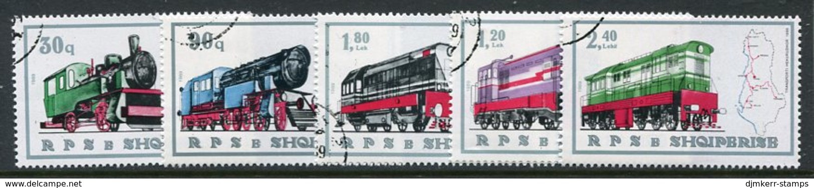 ALBANIA 1989 Railway Locomotives Used.  Michel 2383-87 - Albania