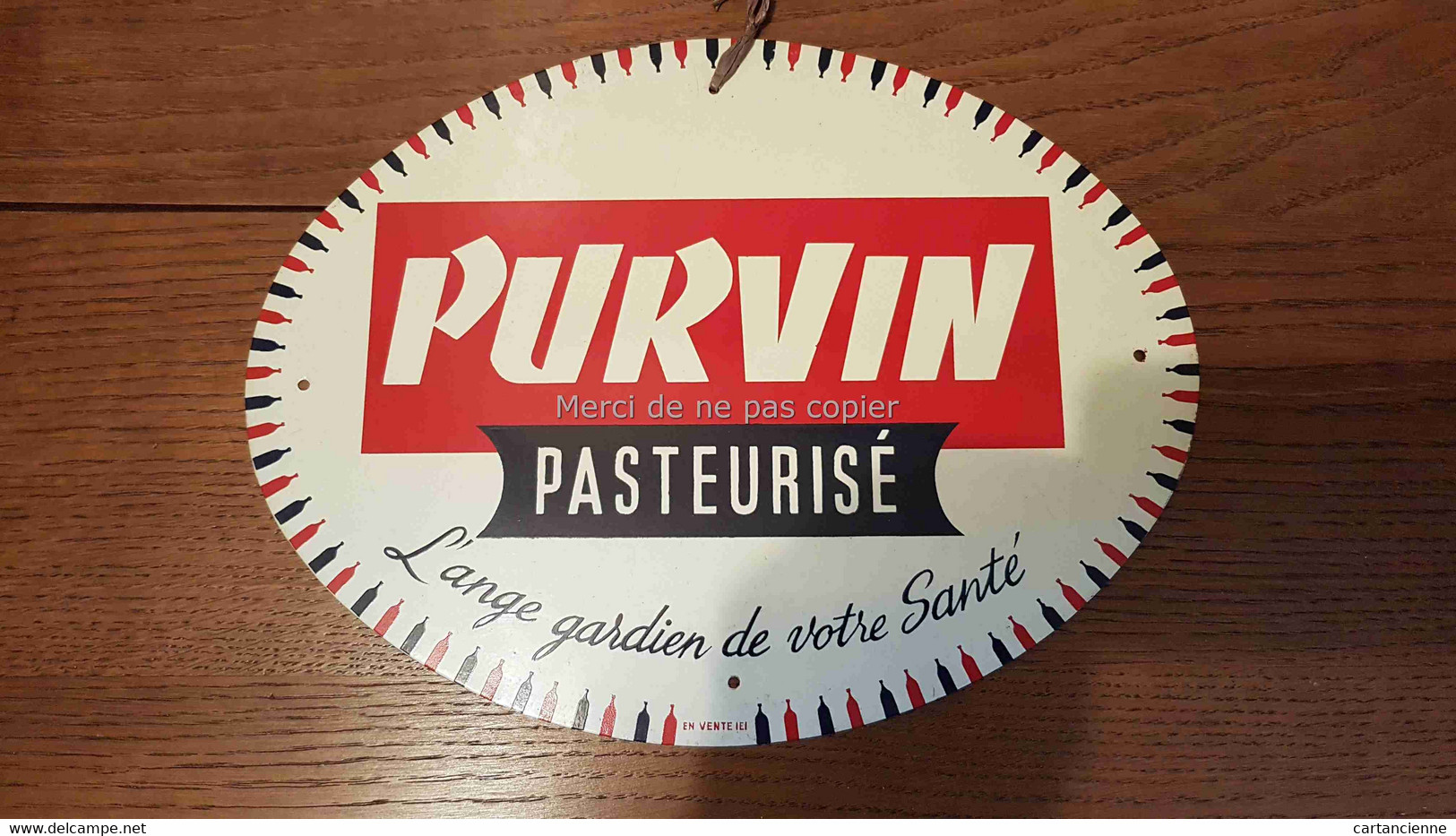 Plaque Publicitaire En Métal - PURVIN Pasteurisé - Plaques En Tôle (après 1960)