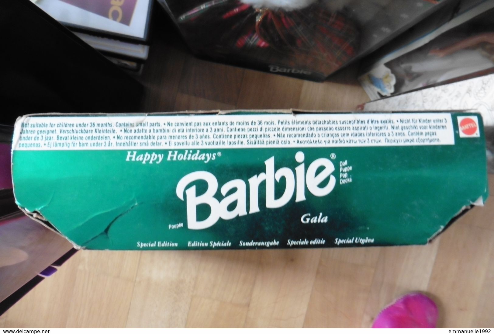 NEUF - Barbie happy Holidays Gala 1994 Special Edition Mattel rayée velours vert Noël - RARE !!!