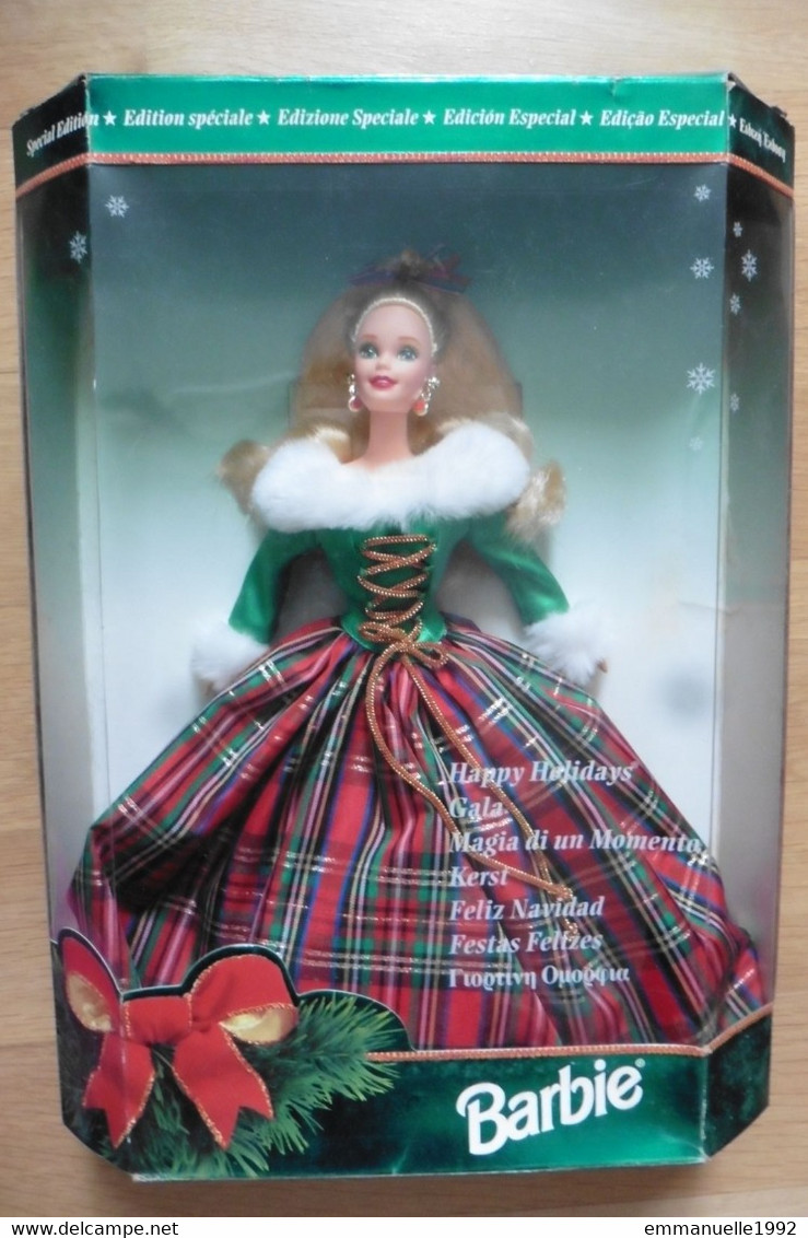 Barbie NEUF Barbie happy Holidays Gala 1995 Special Edition Mattel Robe ecossaise RARE