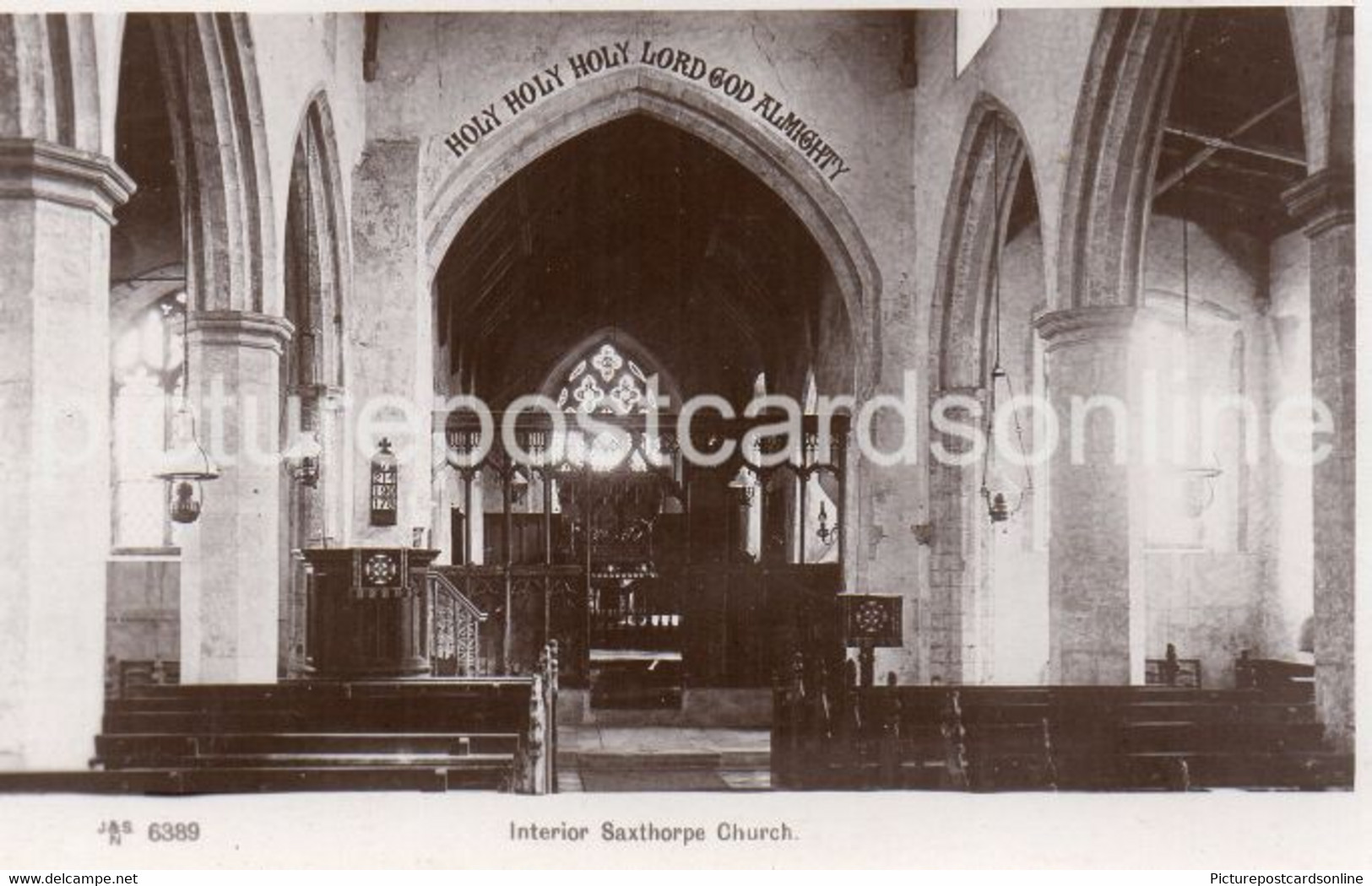 INTERIOR SAXTHORPE CHURCH OLD R/P POSTCARD NORFOLK - Norwich