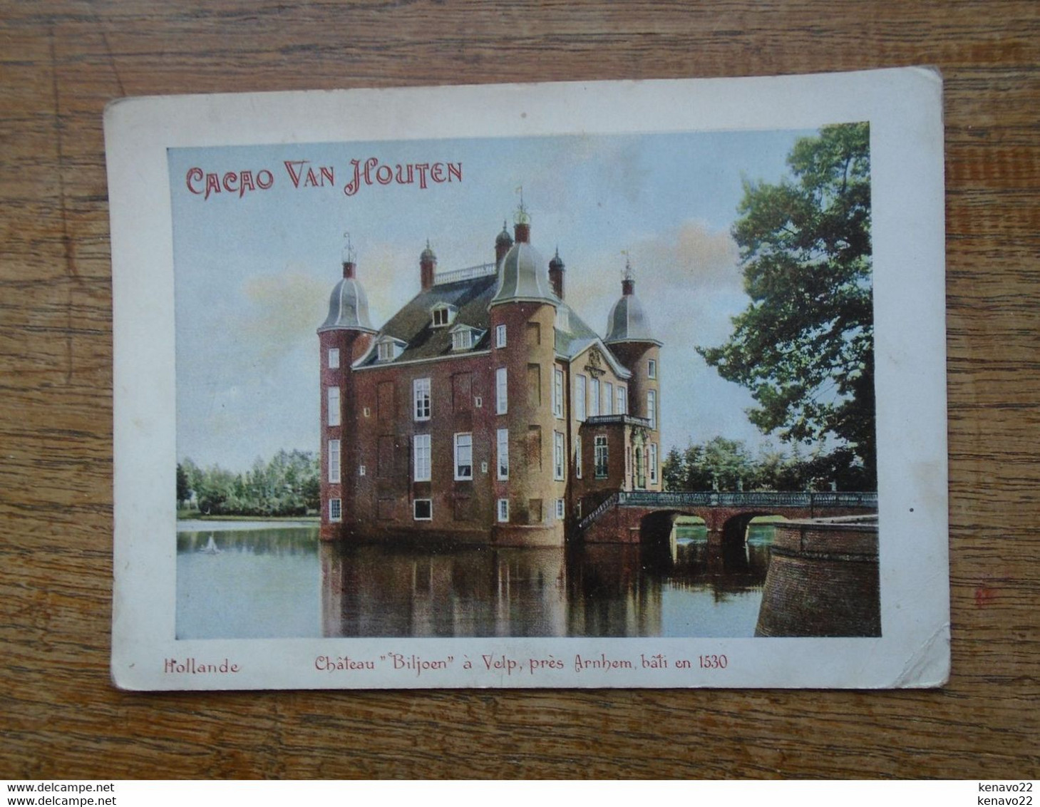 Image Carte Assez Rare , Pub Cacao Van Houten , Château De Biljoen à Velp , Près Arnhem " 14,5 X10,5 Cm " - Velp / Rozendaal