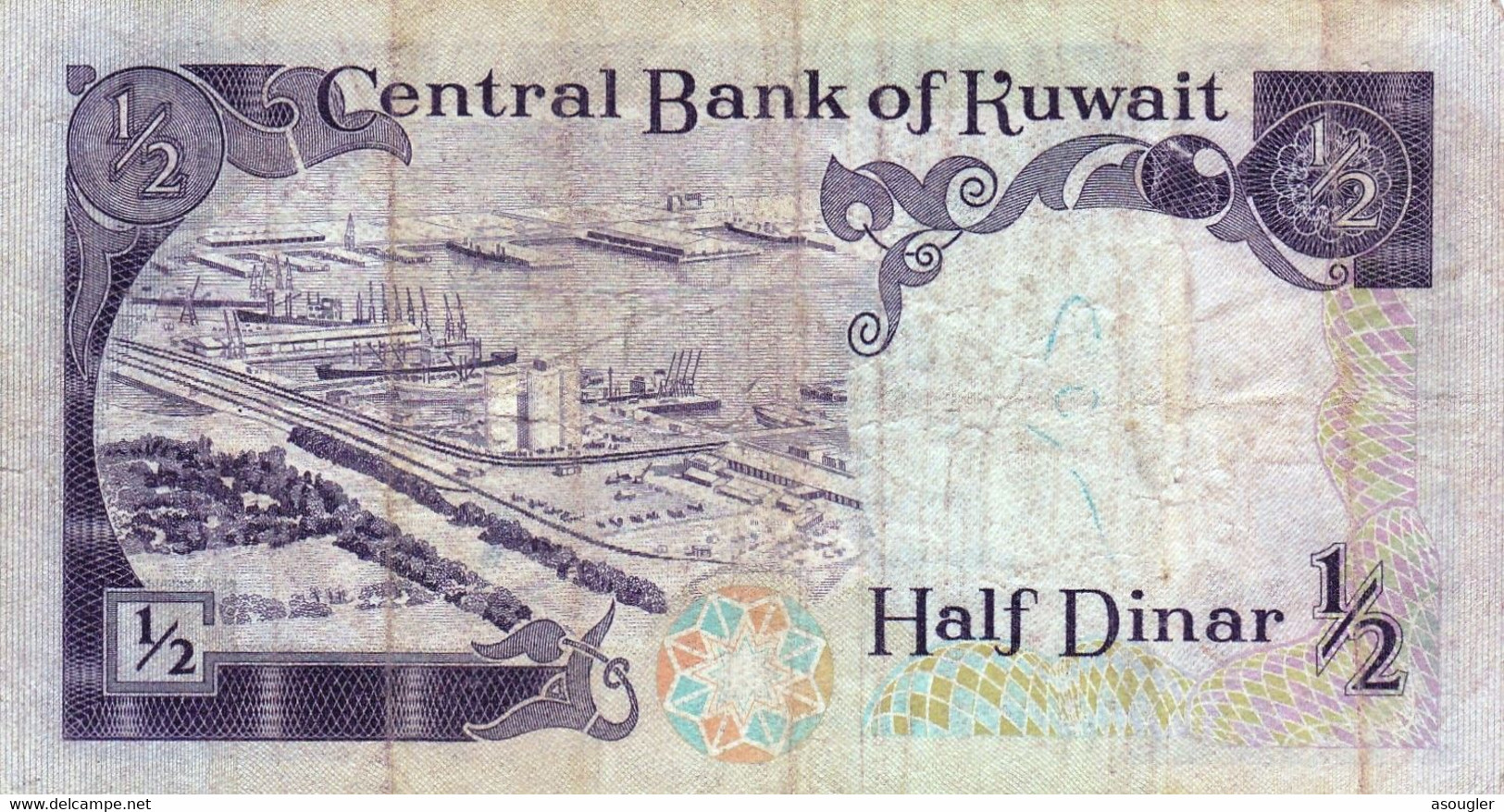 KUWAIT 1/2 DINAR 1968 (1980) PREFIX 26 F P-12d "free Shipping Via Regular Air Mail (buyer Risk)" - Kuwait