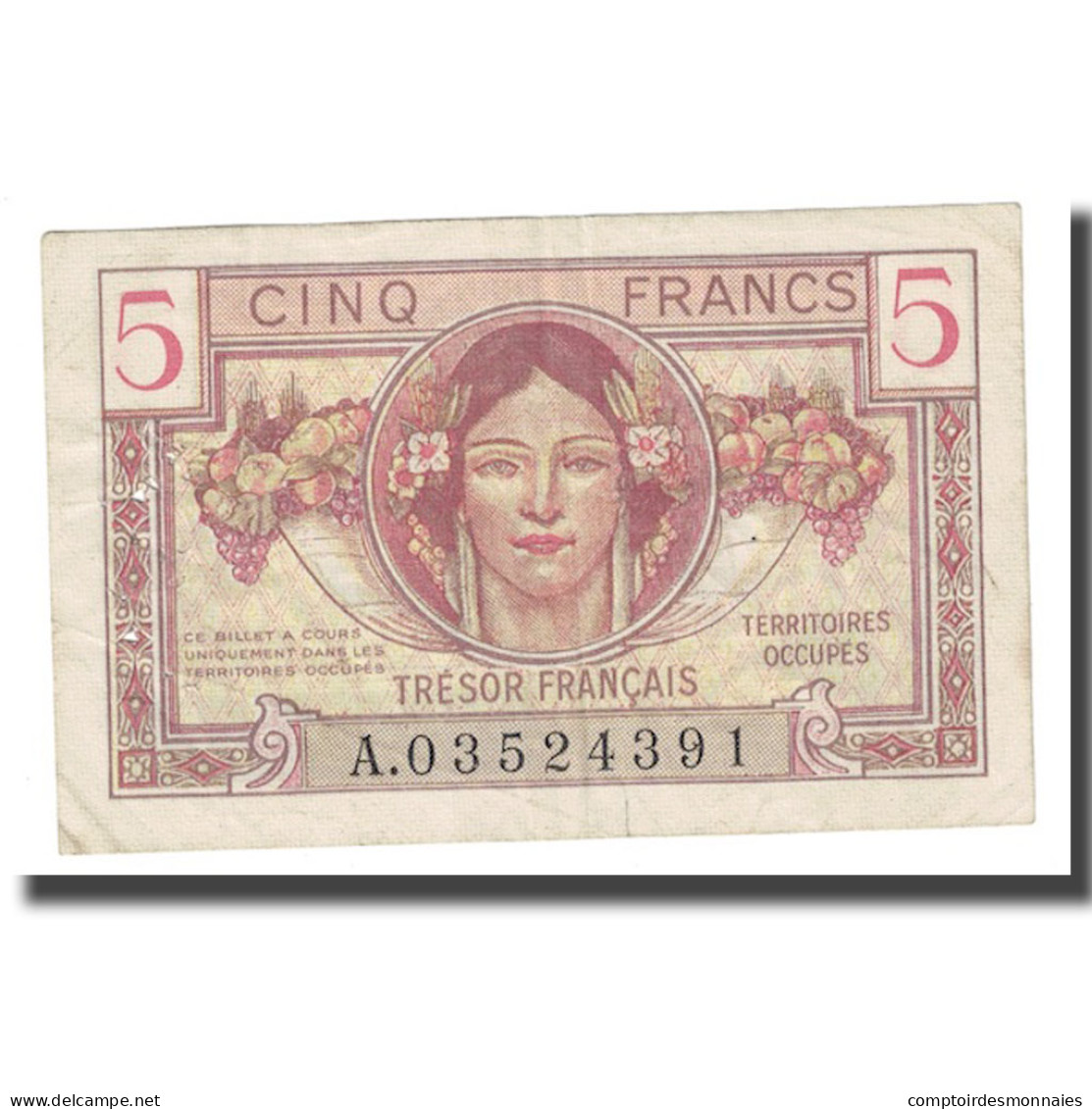 France, 5 Francs, 1947 French Treasury, 1947, TTB+, Fayette:VF29.1, KM:M6a - 1947 Trésor Français