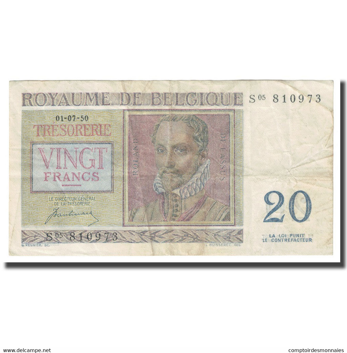 Billet, Belgique, 20 Francs, 1950, 1950-07-01, KM:132a, TTB - 20 Francs