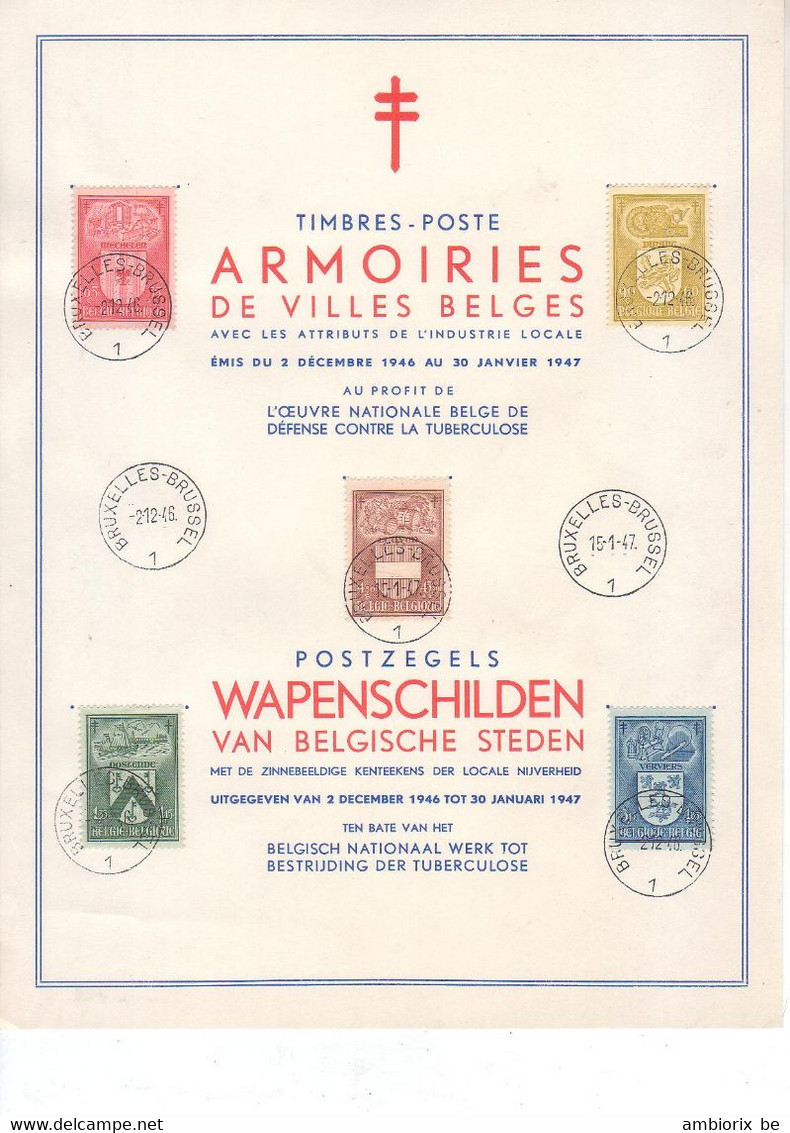 Feuillet Souvenir 743 747 Armoiries Des Villes Belges - 1934-1951