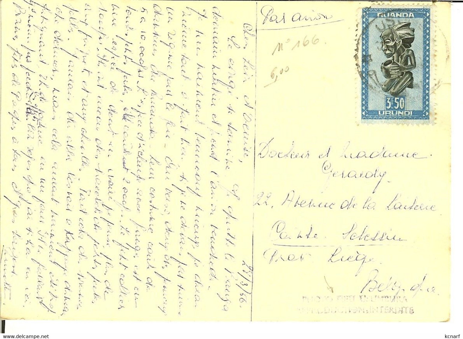 CP De USUMBURA ( Gerriers )  Avec Nr 166 - Storia Postale