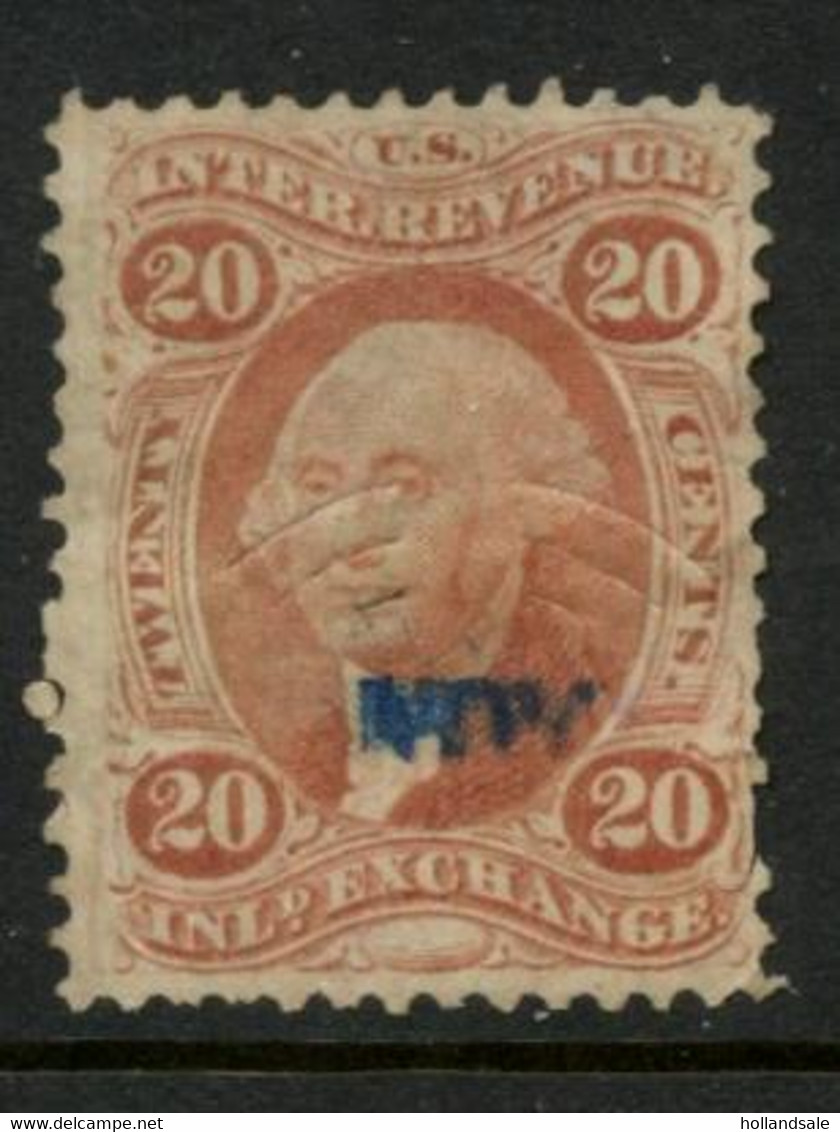 U.S.A. - 20c Washington  Inland Exchange. With 'HW' Opt DOUBLE. SCOTT #R42c. Used. - Revenues