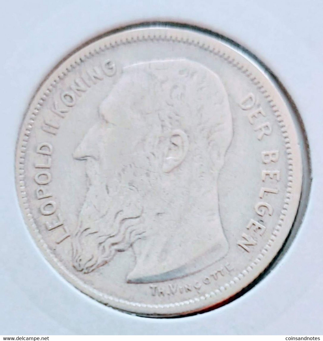 Belgium 1904 - 2 Frank VL Zilver/Brede Baard - Leopold II - Morin 195 - Pr/FDC - 2 Francs