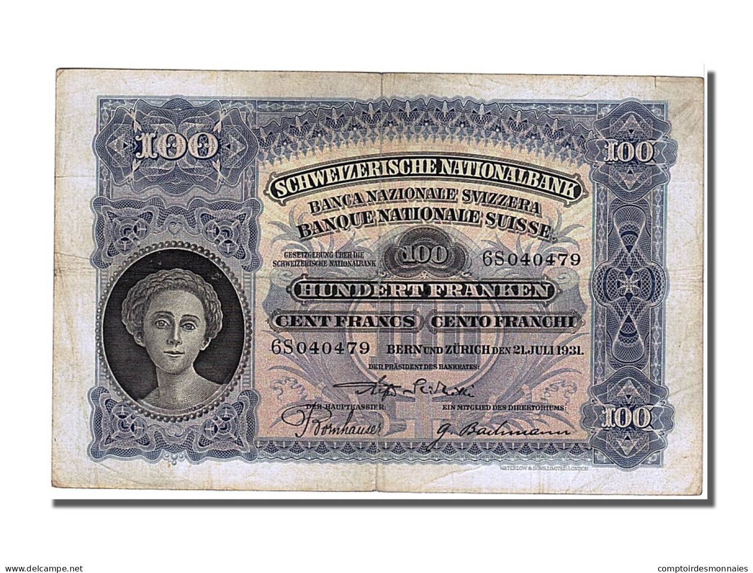 Billet, Suisse, 100 Franken, 1931, 1931-07-21, TTB - Suisse
