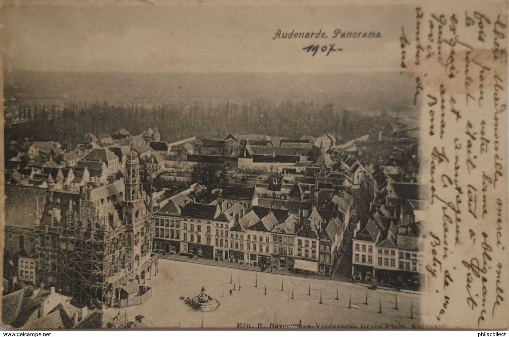 Oudenaarde - Audenarde // Panorama (Stadhuis In De Steigers) 1907 Iets Vlekkig - Oudenaarde