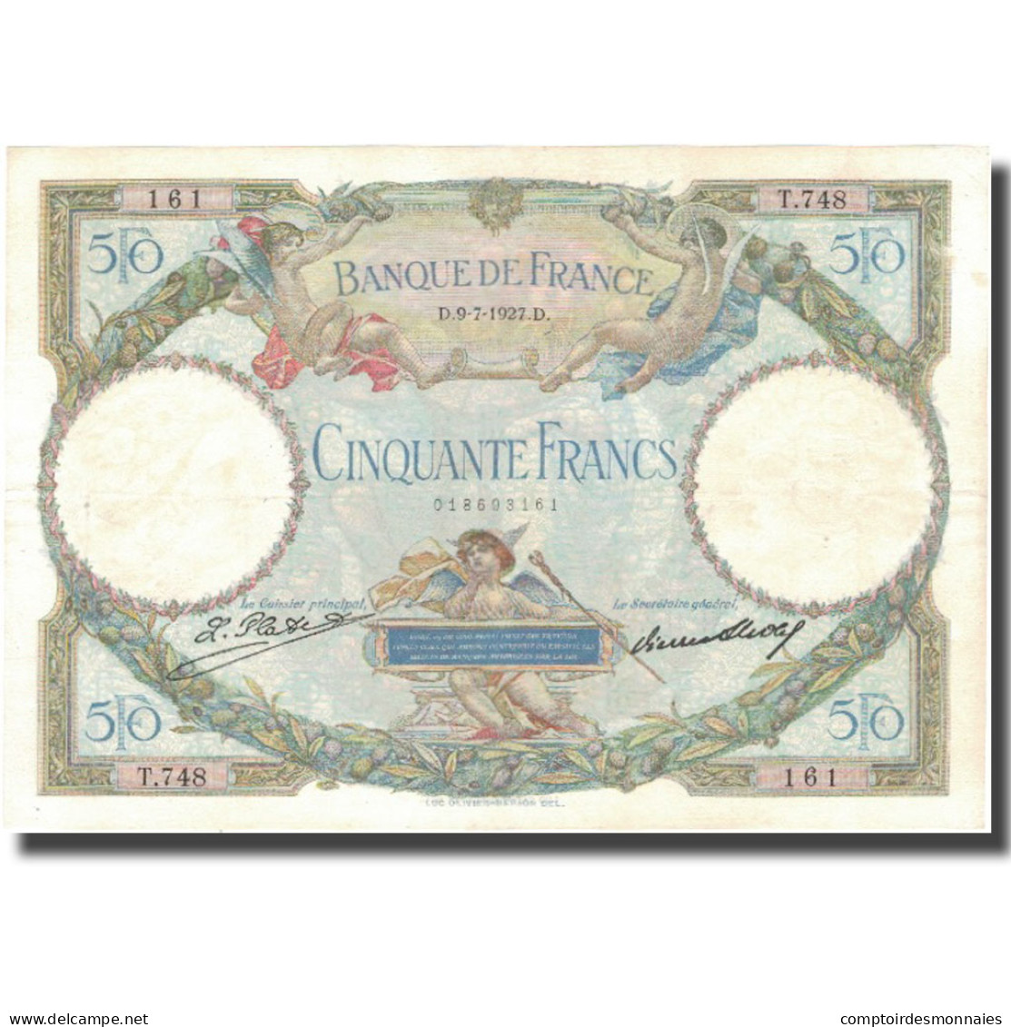 France, 50 Francs, Luc Olivier Merson, 1927, 1927-07-09, TTB, Fayette:15.1 - 50 F 1927-1934 ''Luc Olivier Merson''
