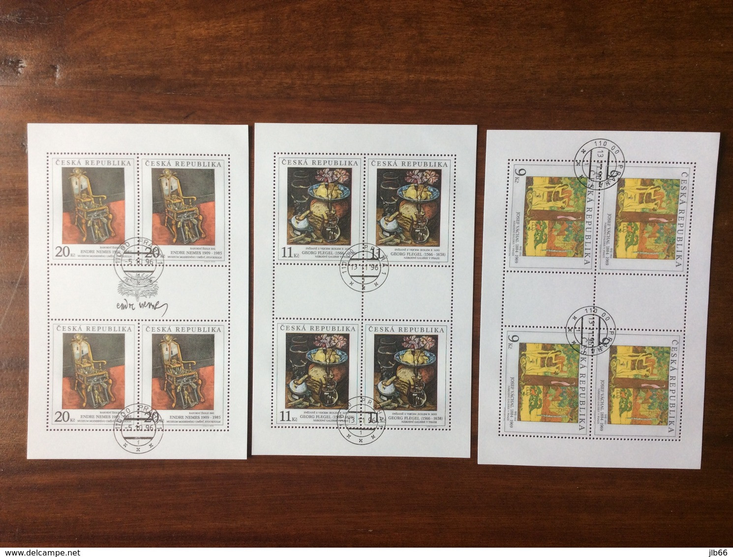 1996 Art 3 Feuillets De 4 Timbres Obl. Chaise De Nemes Eden De Vachal Et Déjeuner Avec Oeuf Flegel YT 122 127 128 - Blocks & Kleinbögen