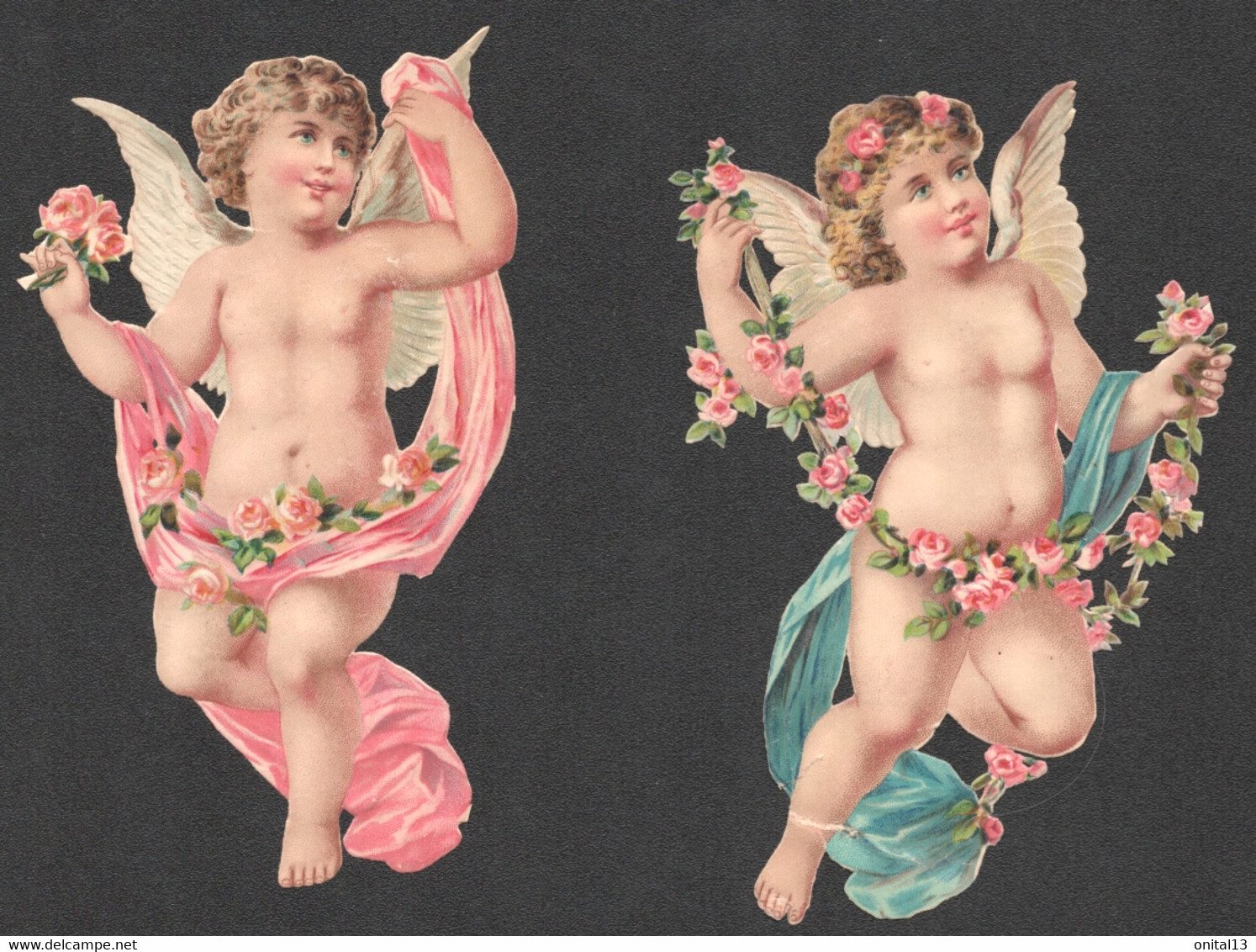 2 CHROMOS DECOUPIS  ANGE CHERUBINS   D665 - Angeles