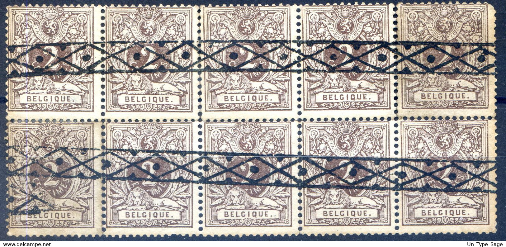 Belgique COB N°44 (bloc De 10) - Oblitérés - (F2037) - 1894-1896 Exposiciones