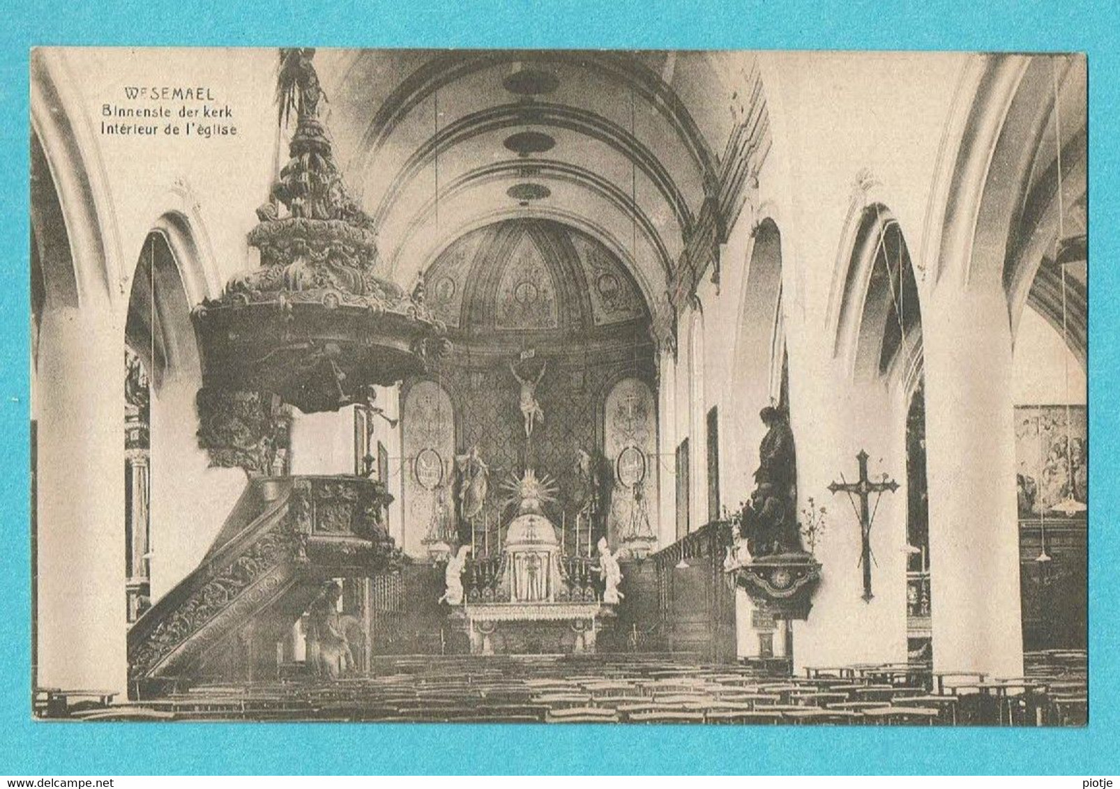* Wezemaal (Rotselaar - Hageland - Vlaams Brabant) * (E. Desaix, Uitg Léop Wuyts Segers) Intérieur De L'église, Kerk - Rotselaar