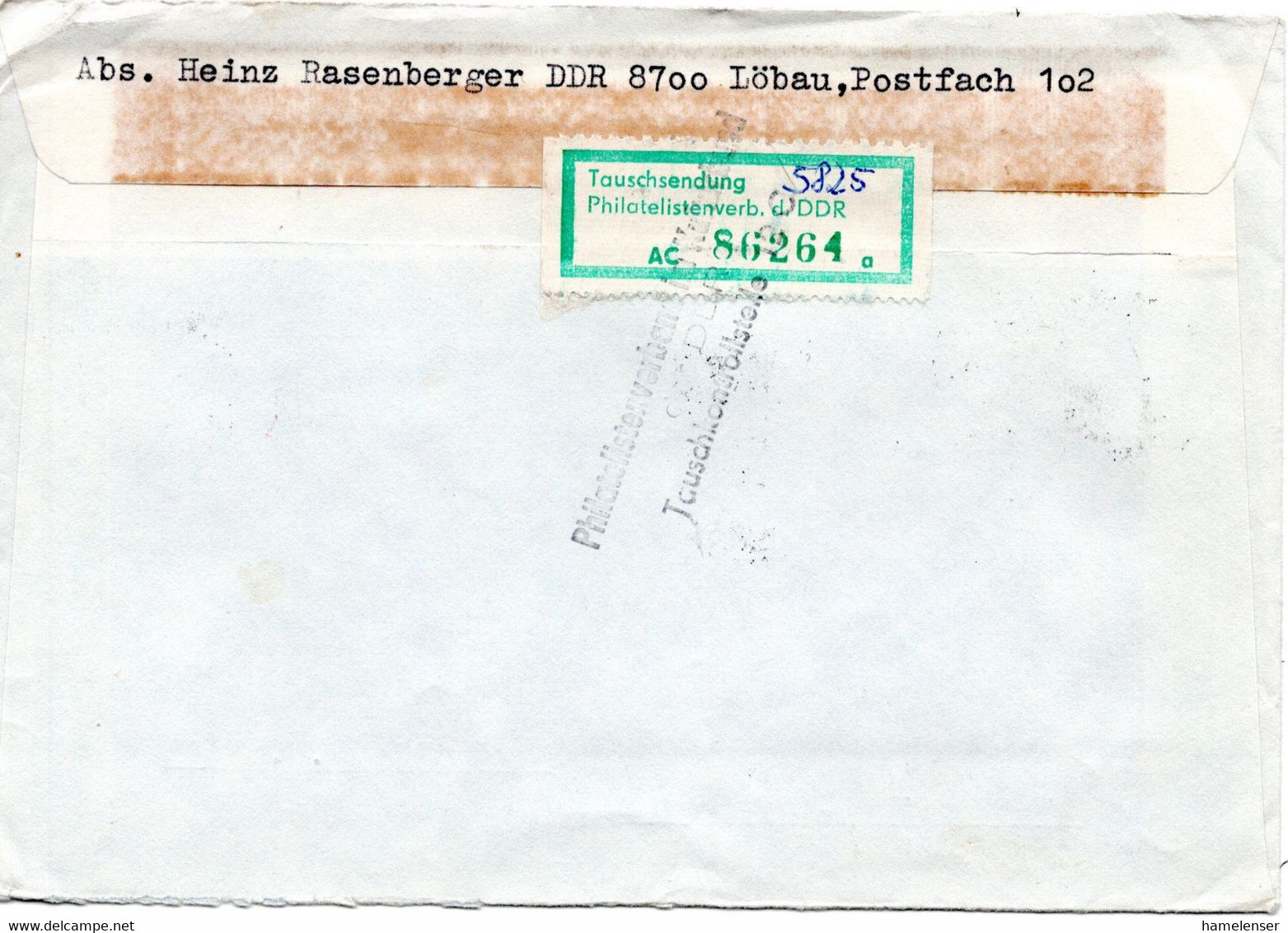 57420 - DDR - 1979 - 3M Hammer & Zirkel MiF A R-Lp-Bf M Tauschkontrollmarke GOERLITZ -> MONTVILLE, NJ (USA) - Lettres & Documents