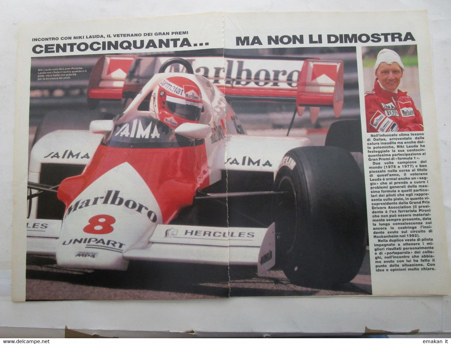 # ARTICOLO / CLIPPING NIKI LAUDA IL VETERANO DEI G,P. / ACHILLE VARZI  - 1984 - Primeras Ediciones