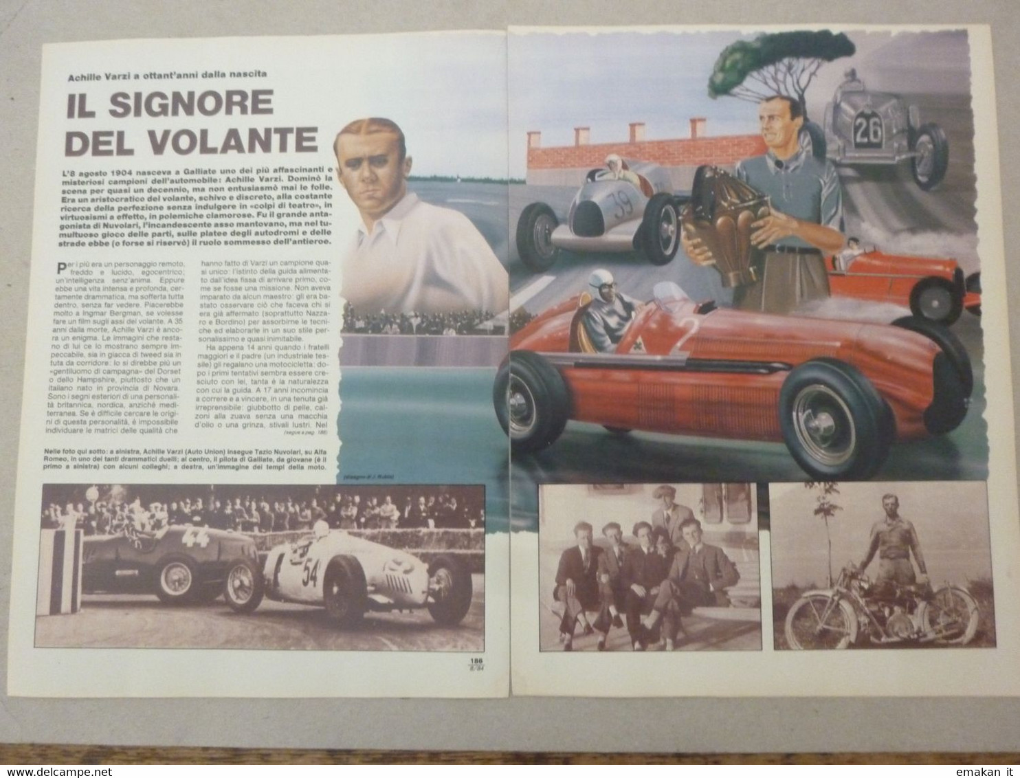 # ARTICOLO / CLIPPING NIKI LAUDA IL VETERANO DEI G,P. / ACHILLE VARZI  - 1984 - Primeras Ediciones