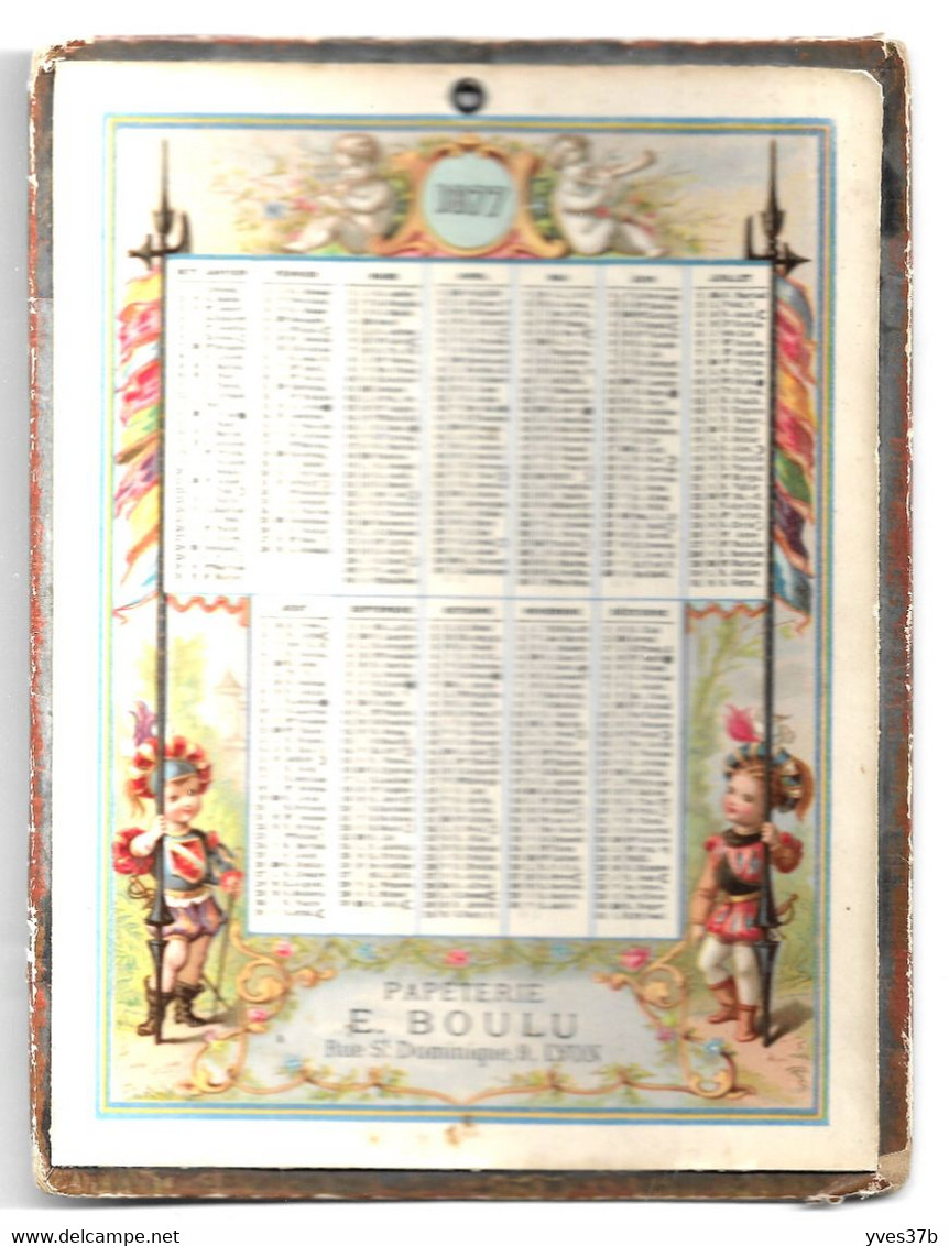 Calendrier Chromo 1877 Papeterie E. Boulu Lyon - Rare - 14cm X 12 Cm - Small : ...-1900