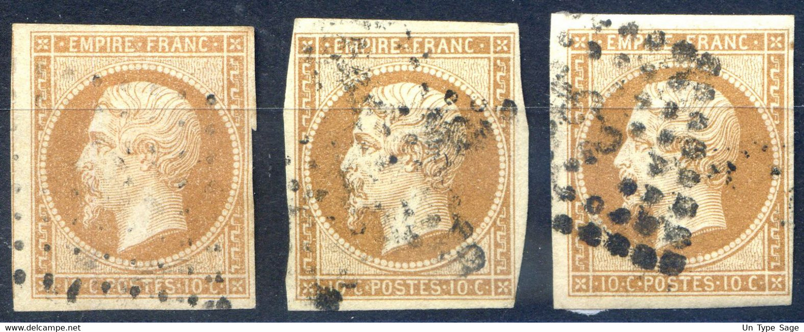 France N°13A - Lot De 3 Oblitérés - Teintes - (F2031) - 1853-1860 Napoleon III