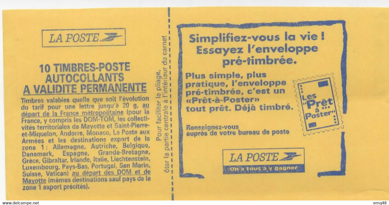 MAV 401 : UN CARNET  NUMEROTE : Référence N° 2874-C8 : Timbres Non Imprimés - Très Rare Ainsi Avec Numéro. - Carnets