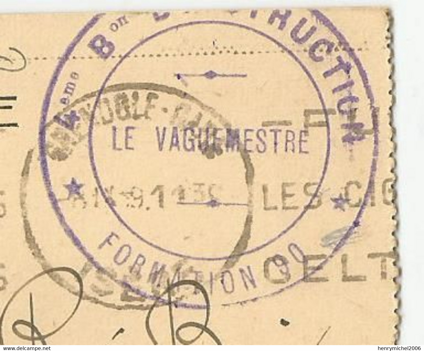 Marcophilie Grenoble 1939 Cachet 4em Bataillon D'instruction Formation Le Vaguemestre Pour La Roche Sur Foron 74 - Guerre De 1939-45