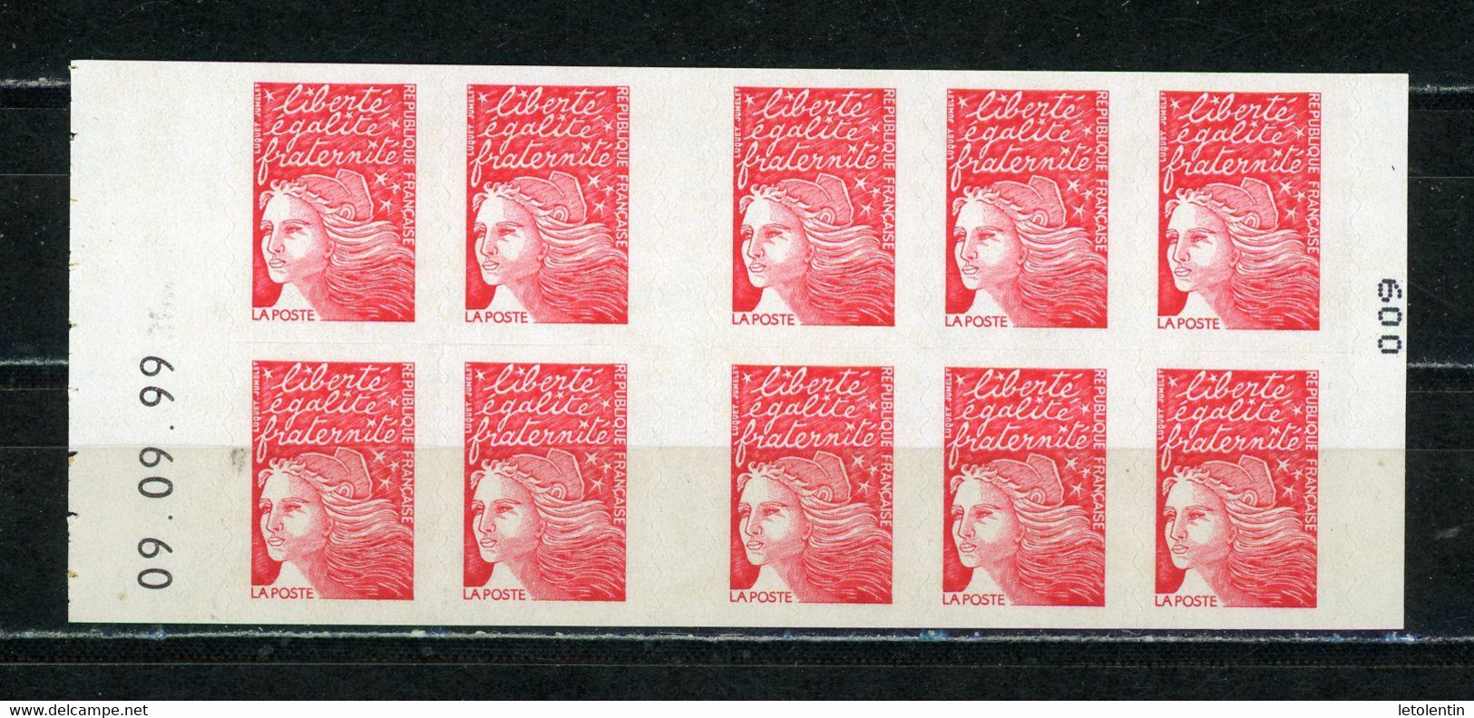 M. De LUQUET TVP ROUGE CARNET N°Yt 3085-C3 ** DATÉ DU 9/9/99 ET N° 009 DANS LA LIASSE - Markenheftchen