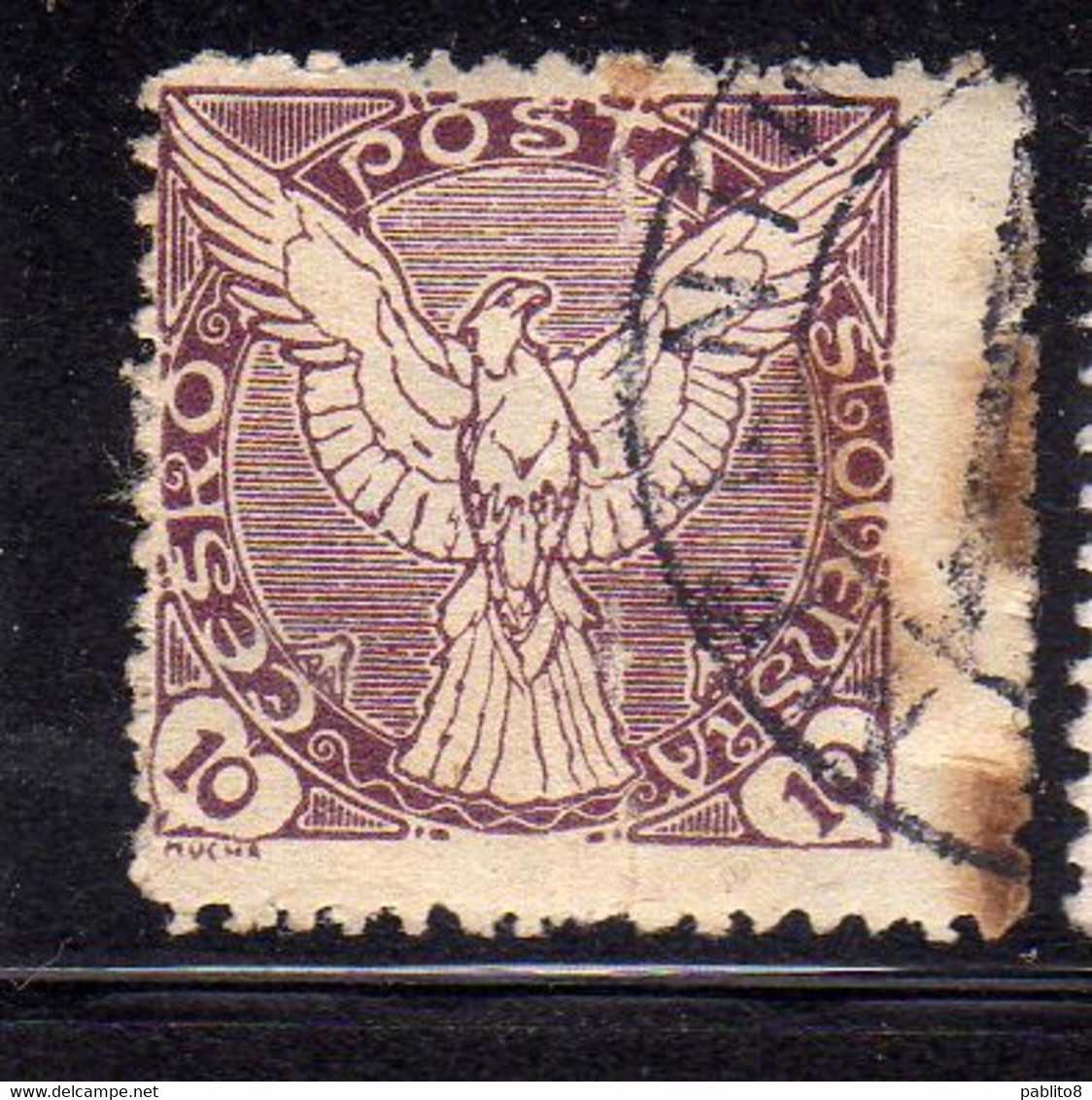 CZECHOSLOVAKIA CESKA CECOSLOVACCHIA 1918 1920 NEWSPAPER STAMPS WINDHOVER 10h USED USATO OBLITERE' - Zeitungsmarken