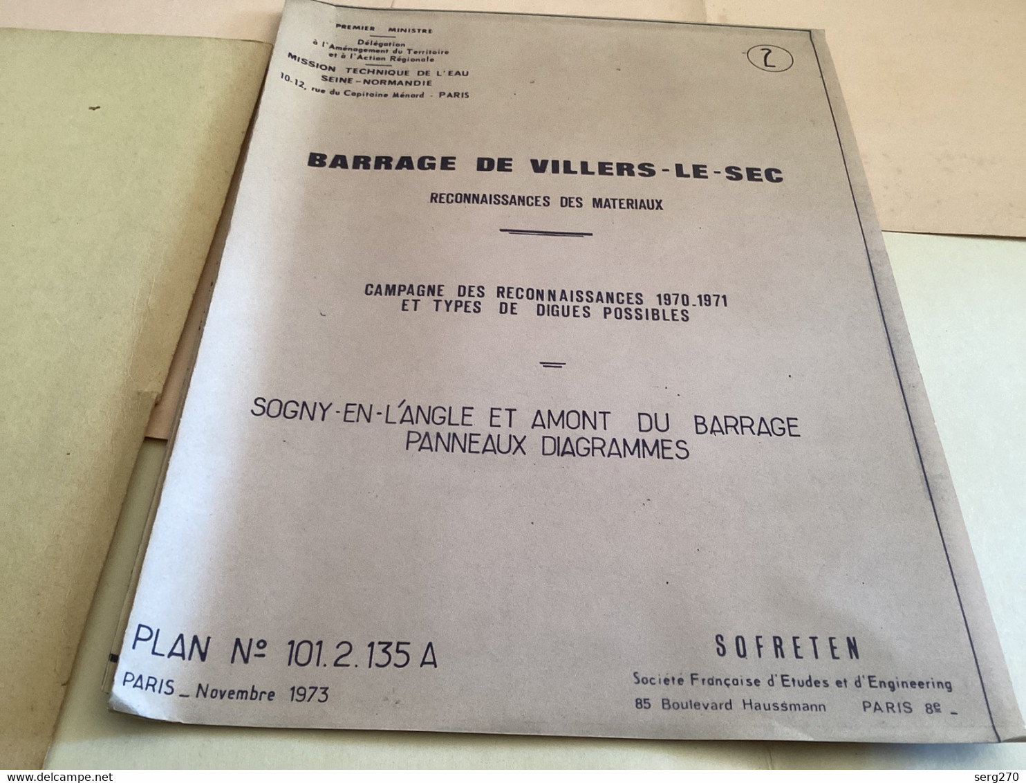 Plan Dessin Barrage De Villiers Le Sec Premier Ministre Délégation - Travaux Publics