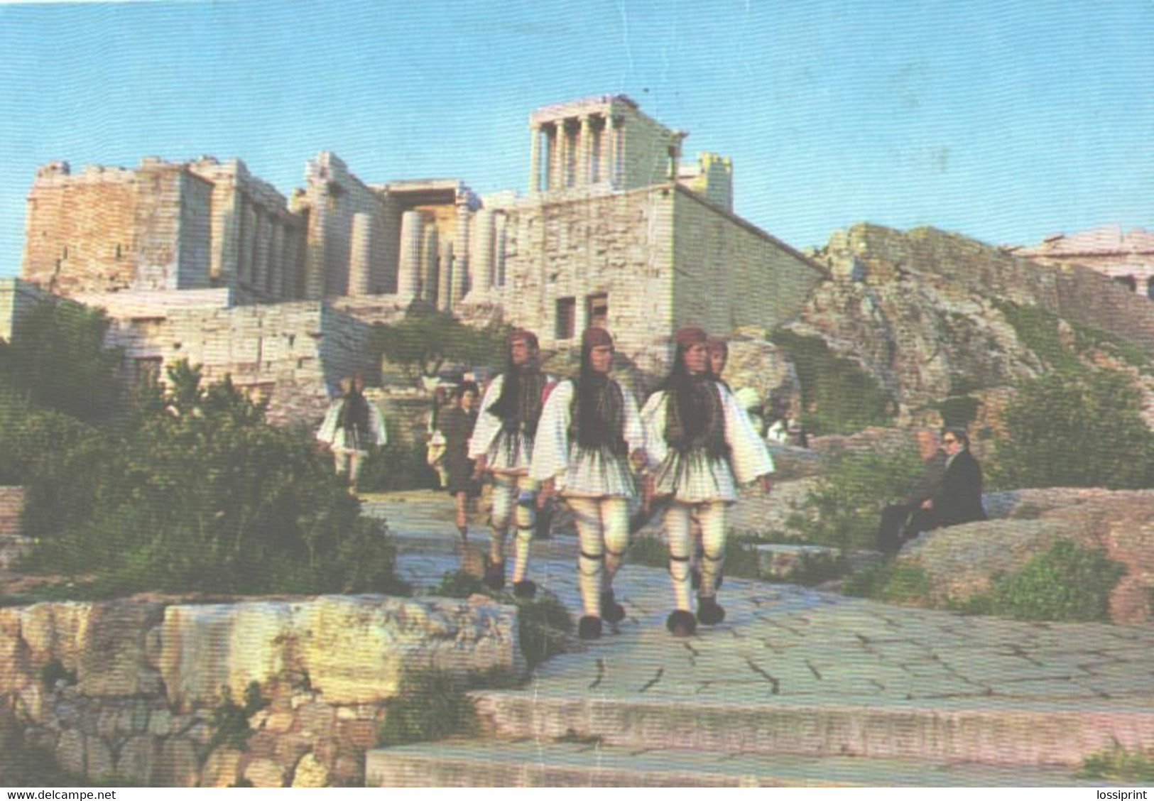 Greece:Athens, Evzones And Propylaea Of Acropolis, National Costumes - Europe