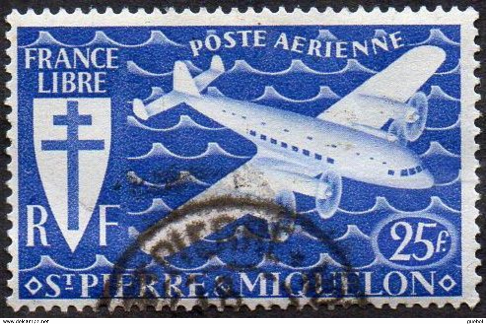 Saint Pierre Et Miquelon Obl. N° PA   8 - Avion, Fairey FC-1, Survolant La Mer (série De Londres) - Portomarken