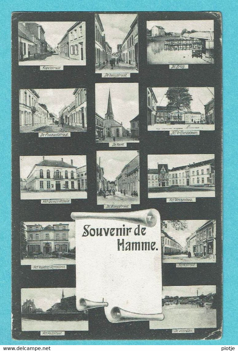 * Hamme (Oost Vlaanderen) * (Mouvau - Delaet) Souvenir De Hamme, Perkament, église, Chateau, Veerdam, Pont, Old - Hamme