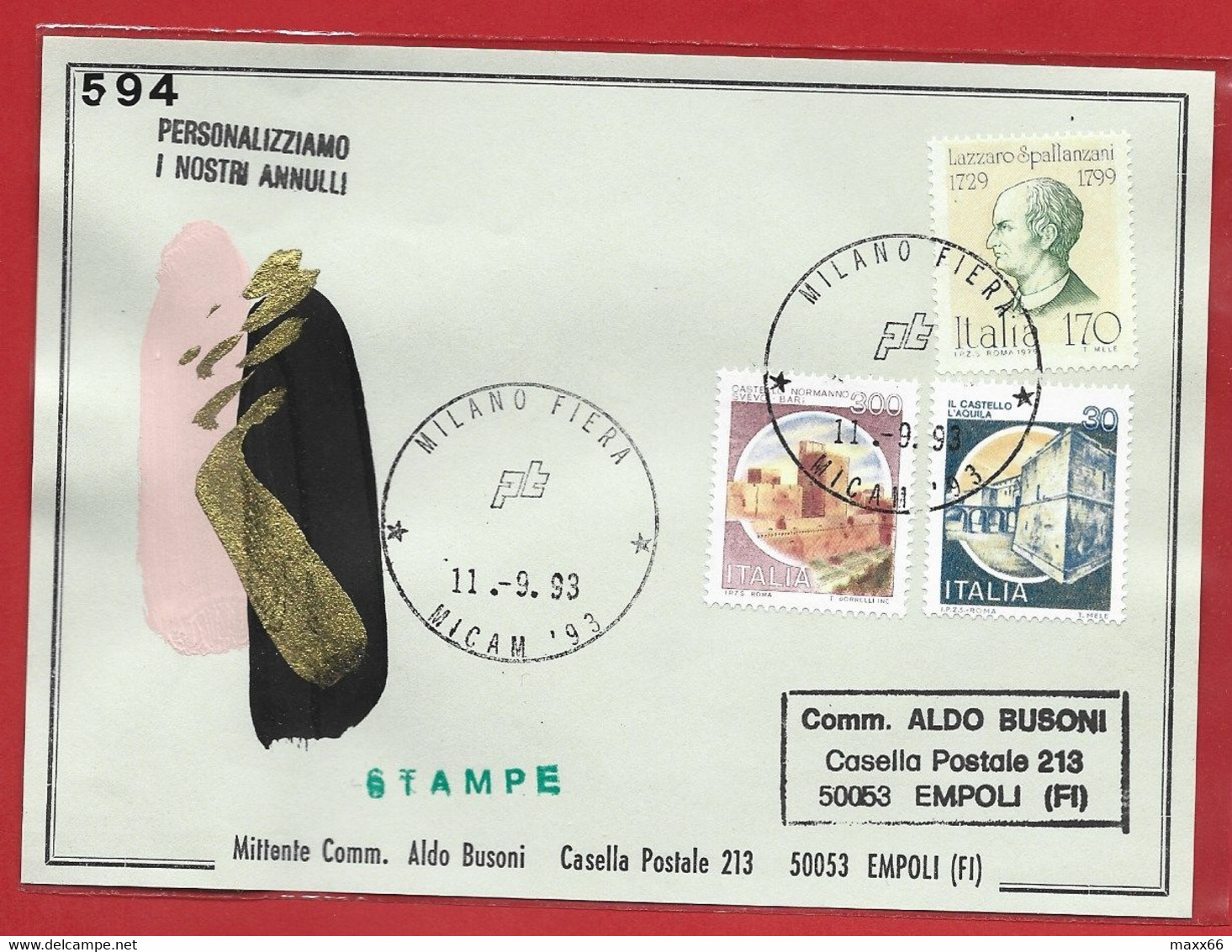 CARTOLINA VG ALDO BUSONI 594 - 1993 MILANO - MICAM 93 - ANNULLO DEDICATO - Autres & Non Classés