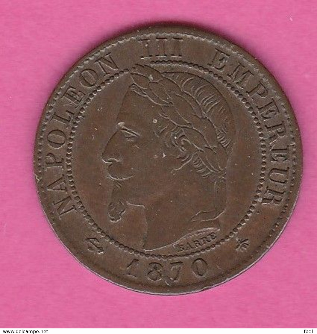 France - 1 Centime Napoléon III Laurée 1870 A - TTB - Bronze - 1 Centime