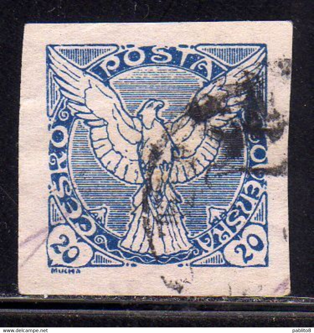 CZECHOSLOVAKIA CESKA CECOSLOVACCHIA 1918 1920 NEWSPAPER STAMPS WINDHOVER 20h USED USATO OBLITERE' - Zeitungsmarken