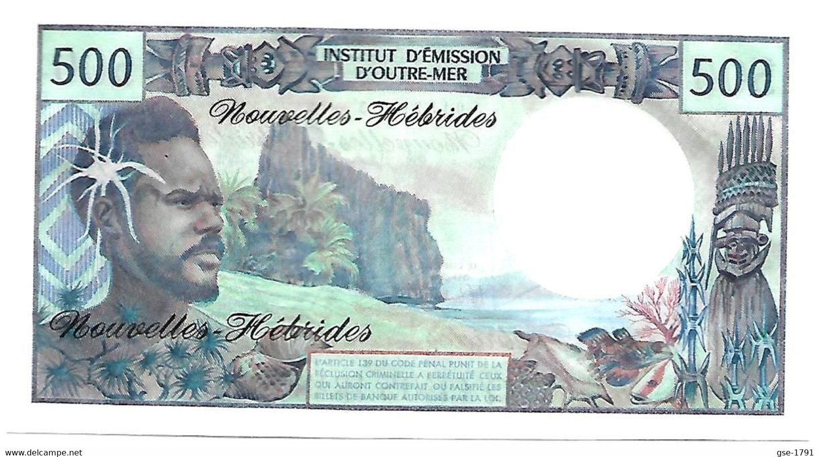 VANUATU NOUVELLES HEBRIDES  500 Francs   Alph. O1  NEUF - Vanuatu