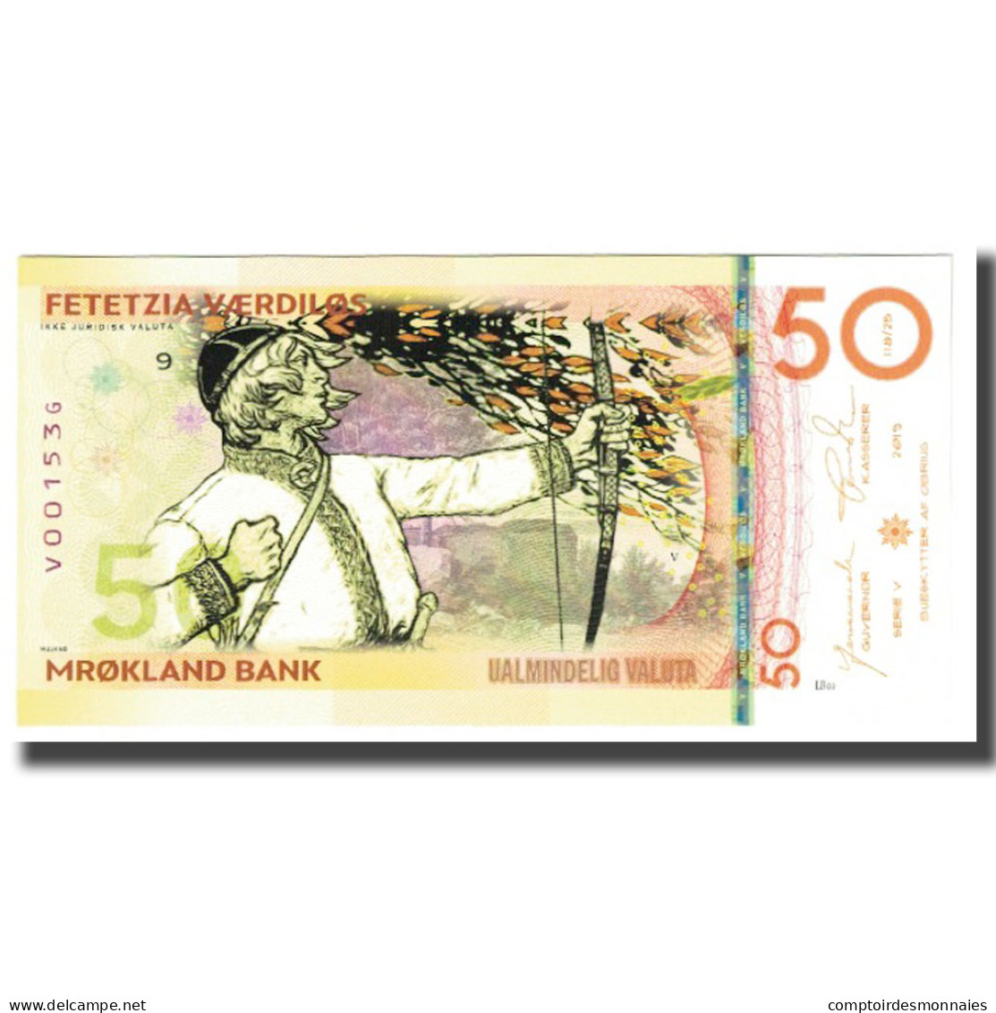 Billet, États-Unis, Billet Touristique, 2019, 50 VERDILOS MROKLAND BANK, NEUF - A Identificar