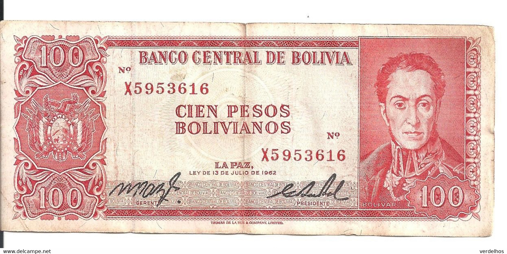 Bolivia P-154 10 Pesos Bolivianos Year 1962 Uncirculated Banknote South America 