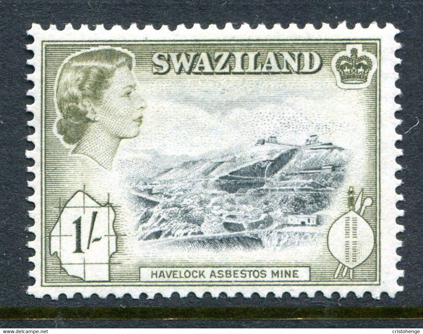 Swaziland 1956 Pictorials - 1/- Asbestos Mine LHM (SG 59) - Swaziland (...-1967)