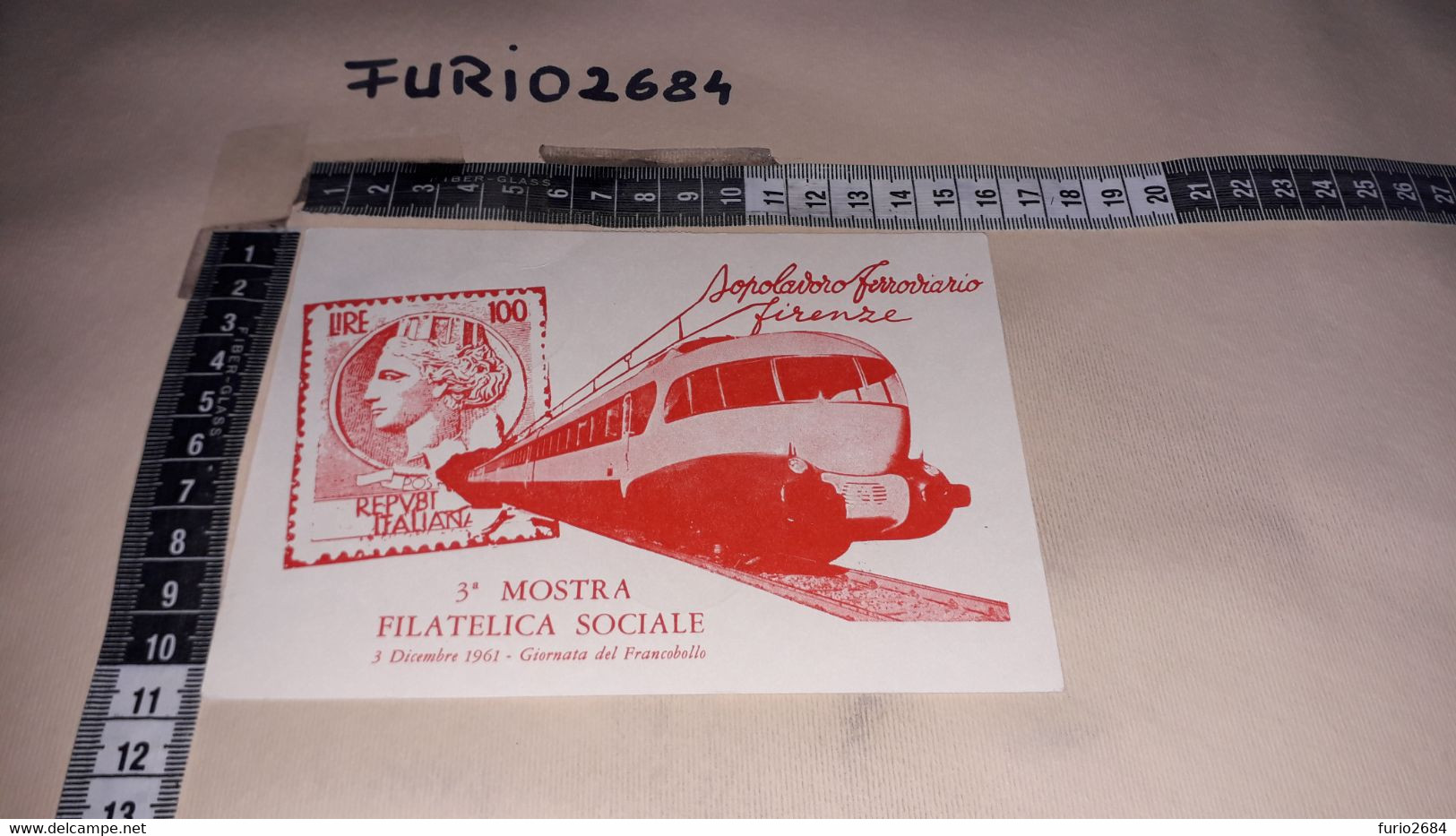 MV1 FIRENZE 3 DICEMBRE 1961 GIORNATA DEL FRANCOBOLLO 3'' MOSTRA FILATELICA SOCIALE DOPOLAVORO FERROVIARIO - Manifestations