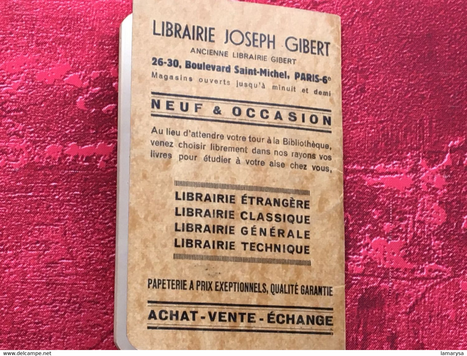 1938/39-Agenda scolaire Le Raincy(Seine & Oise)-☛Bloc-Note Antoinette V-Pub Pierrot gourmand-Libraire Bd St Michel Paris