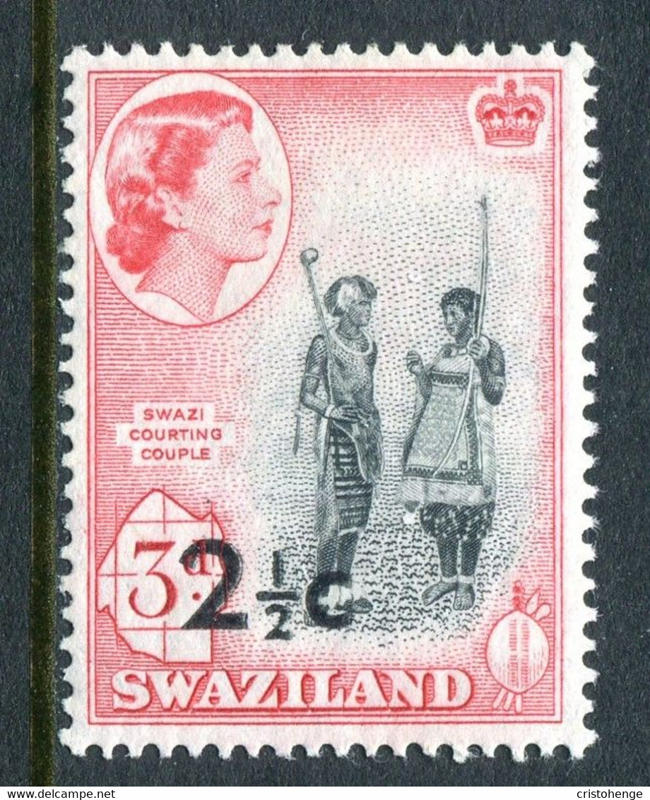 Swaziland 1961 Pictorials - Surcharges - 2½c On 3d Swazi Courting Couple - Type I - HM (SG 69) - Swasiland (...-1967)